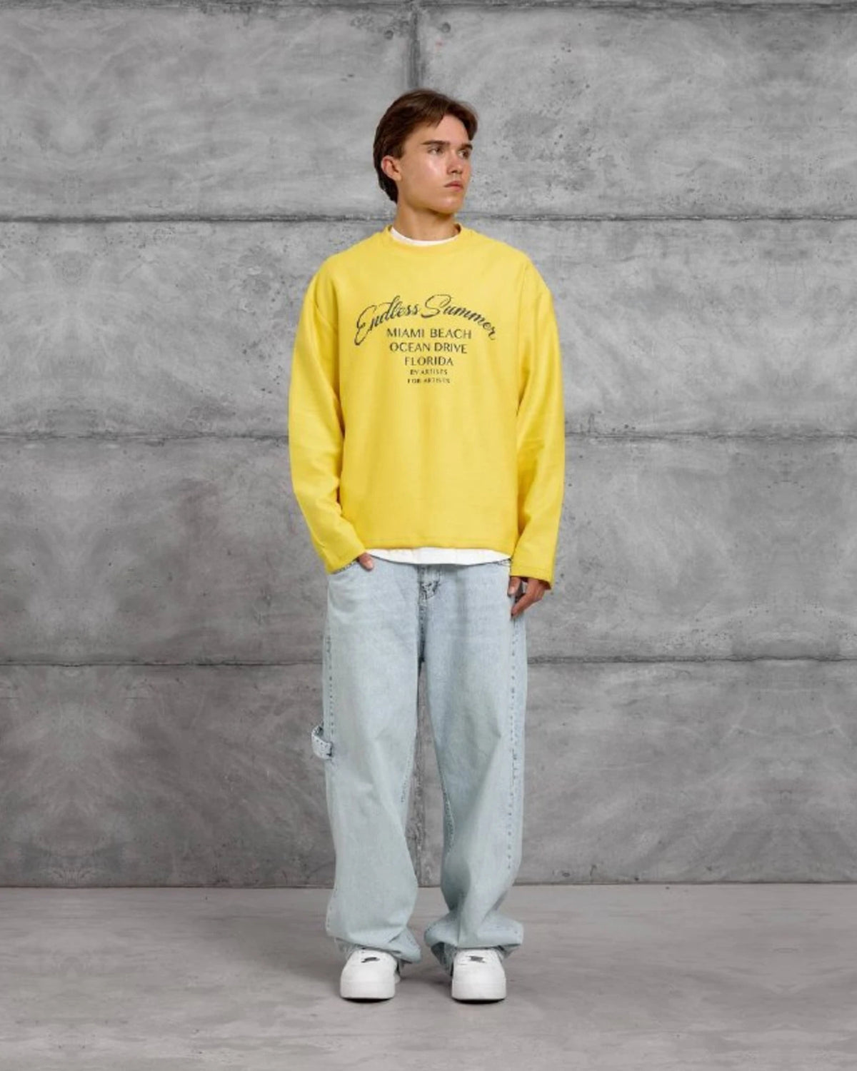 Endless Summer Miami Beach Crewneck Sweatshirt in Yellow by Withinblack