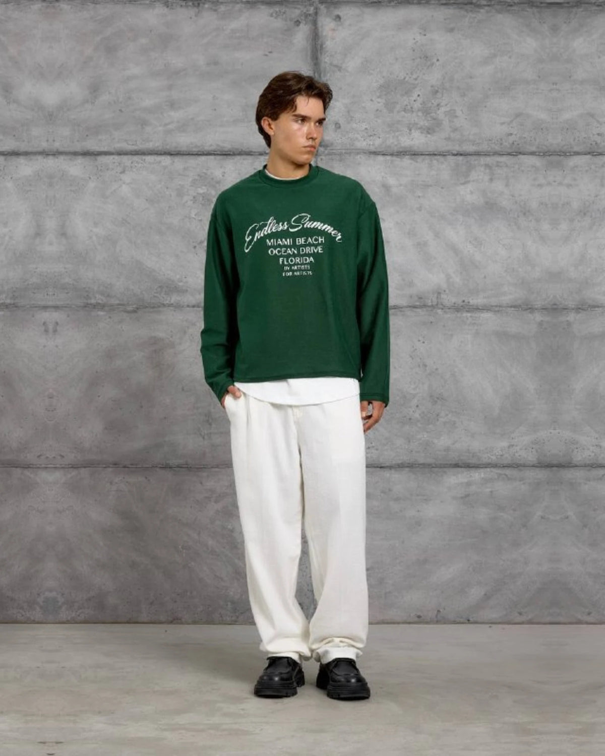 Endless Summer Miami Beach Crewneck Sweatshirt in Green by Withinblack