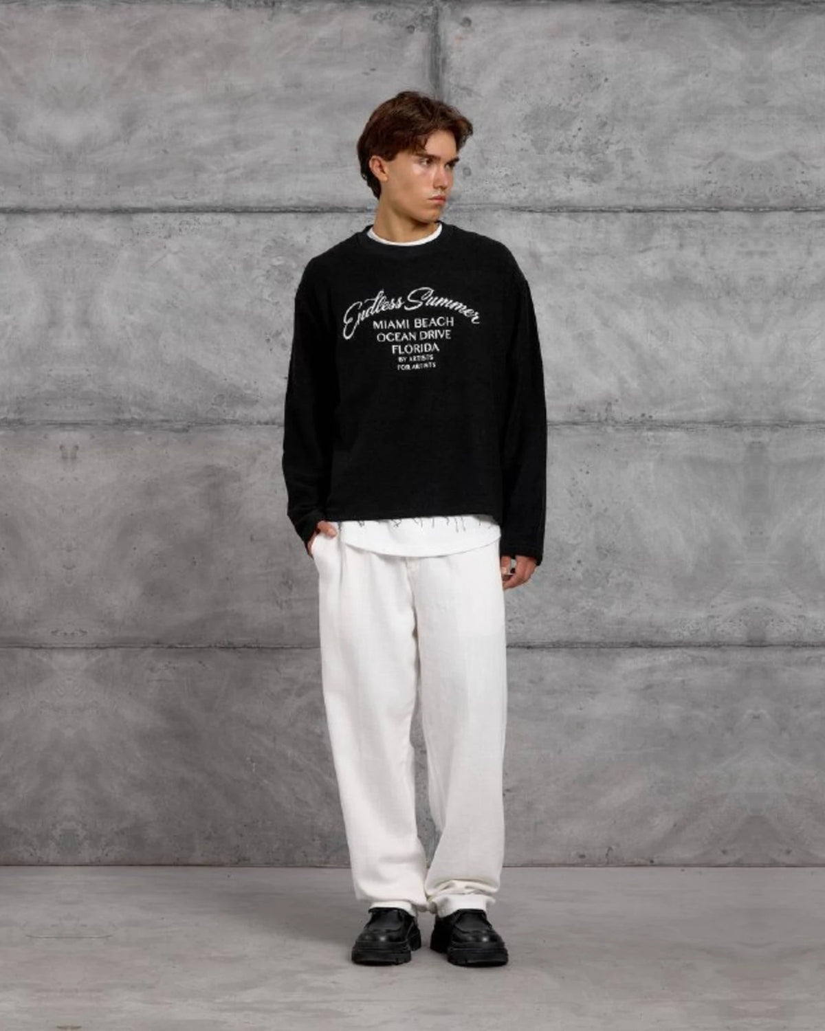 Endless Summer Miami Beach Crewneck Sweatshirt in Black by Withinblack