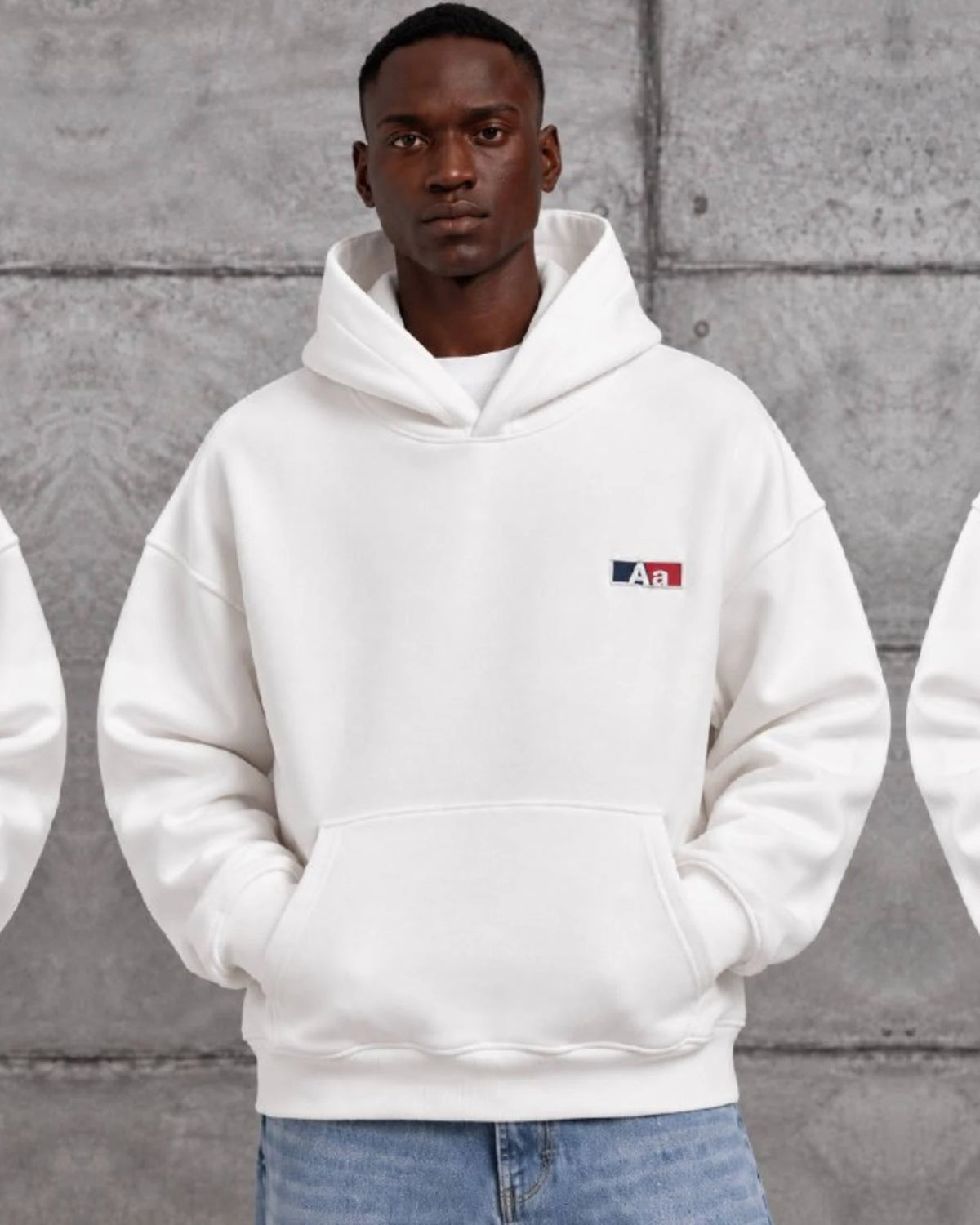 Aa Patch Brushed Hoodie in White by Withinblack - view 3