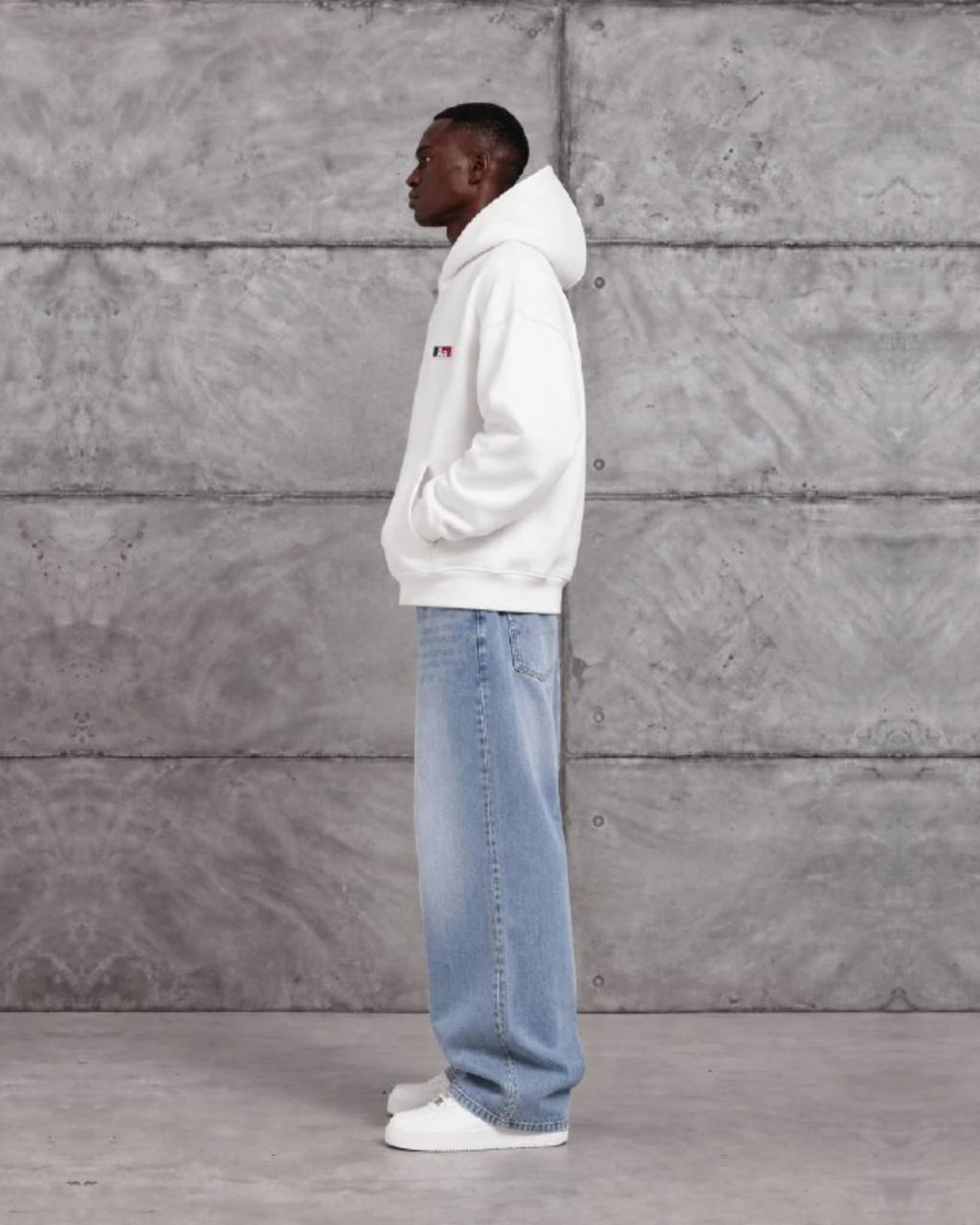 Aa Patch Brushed Hoodie in White by Withinblack - view 4