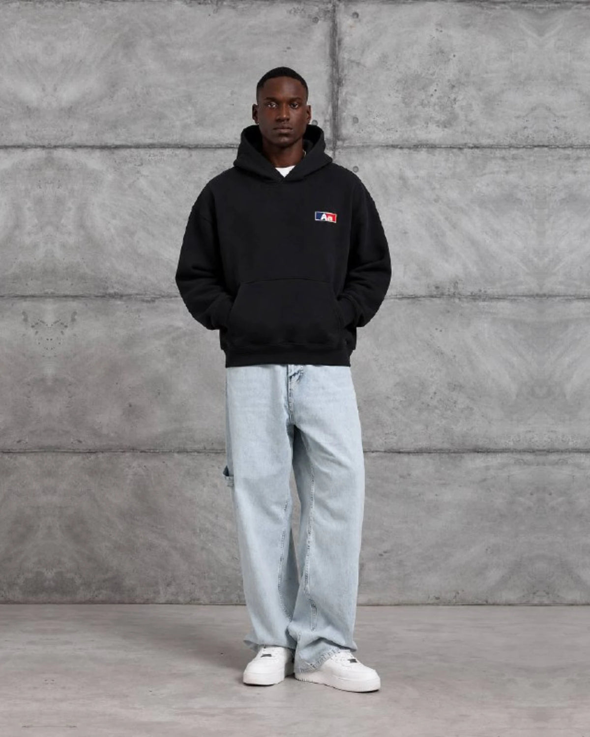 Aa Patch Brushed Hoodie in Black by Withinblack