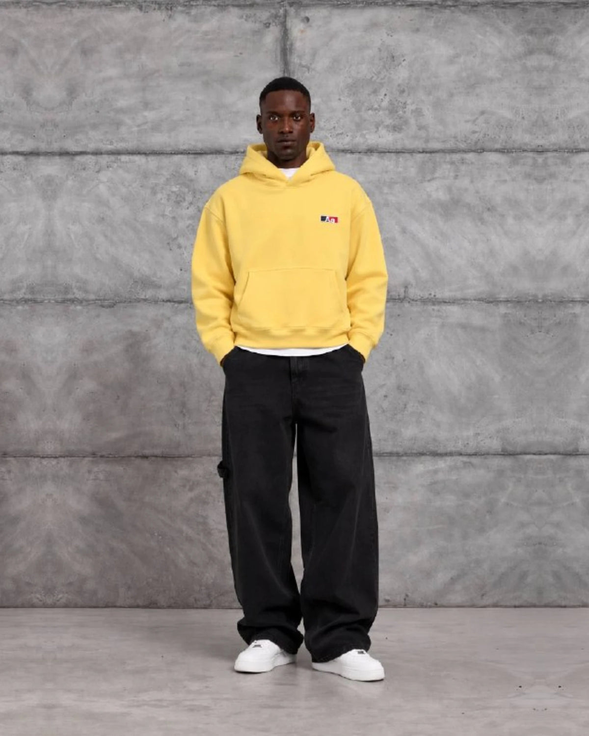 Aa Patch Brushed Hoodie in Yellow by Withinblack