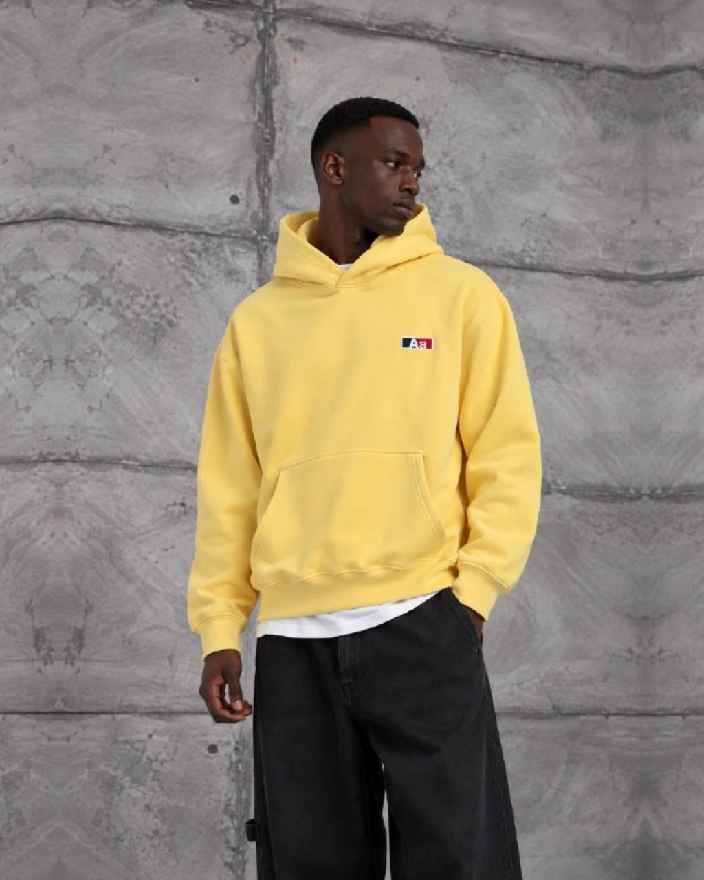 Aa Patch Brushed Hoodie in Yellow by Withinblack - view 3