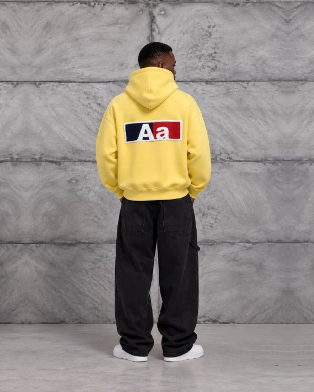 Aa Patch Brushed Hoodie in Yellow by Withinblack - view 4