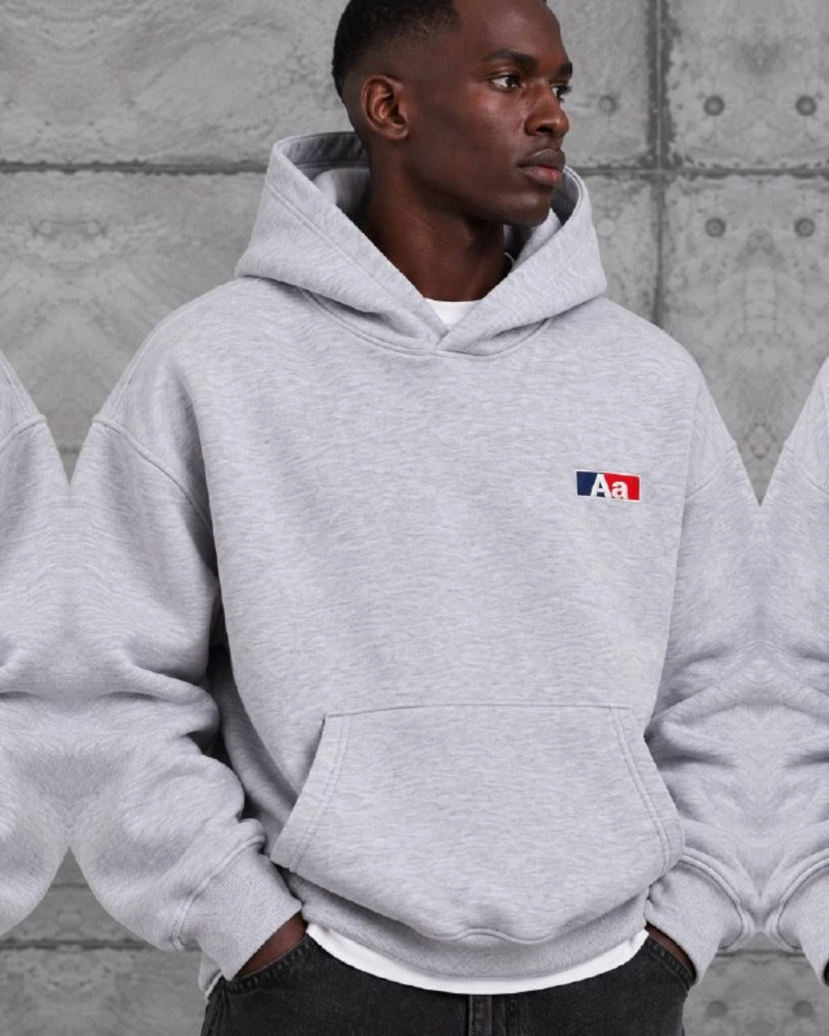 Aa Patch Brushed Hoodie in Gray by Withinblack - view 4
