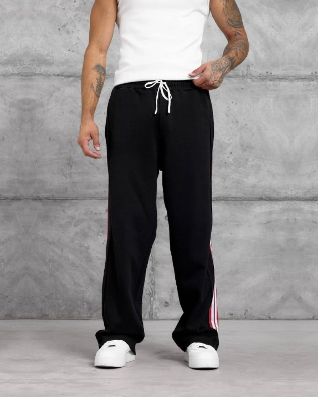 Double-Face Knit Side Stripe Sweatpants in Black by Withinblack - view 2