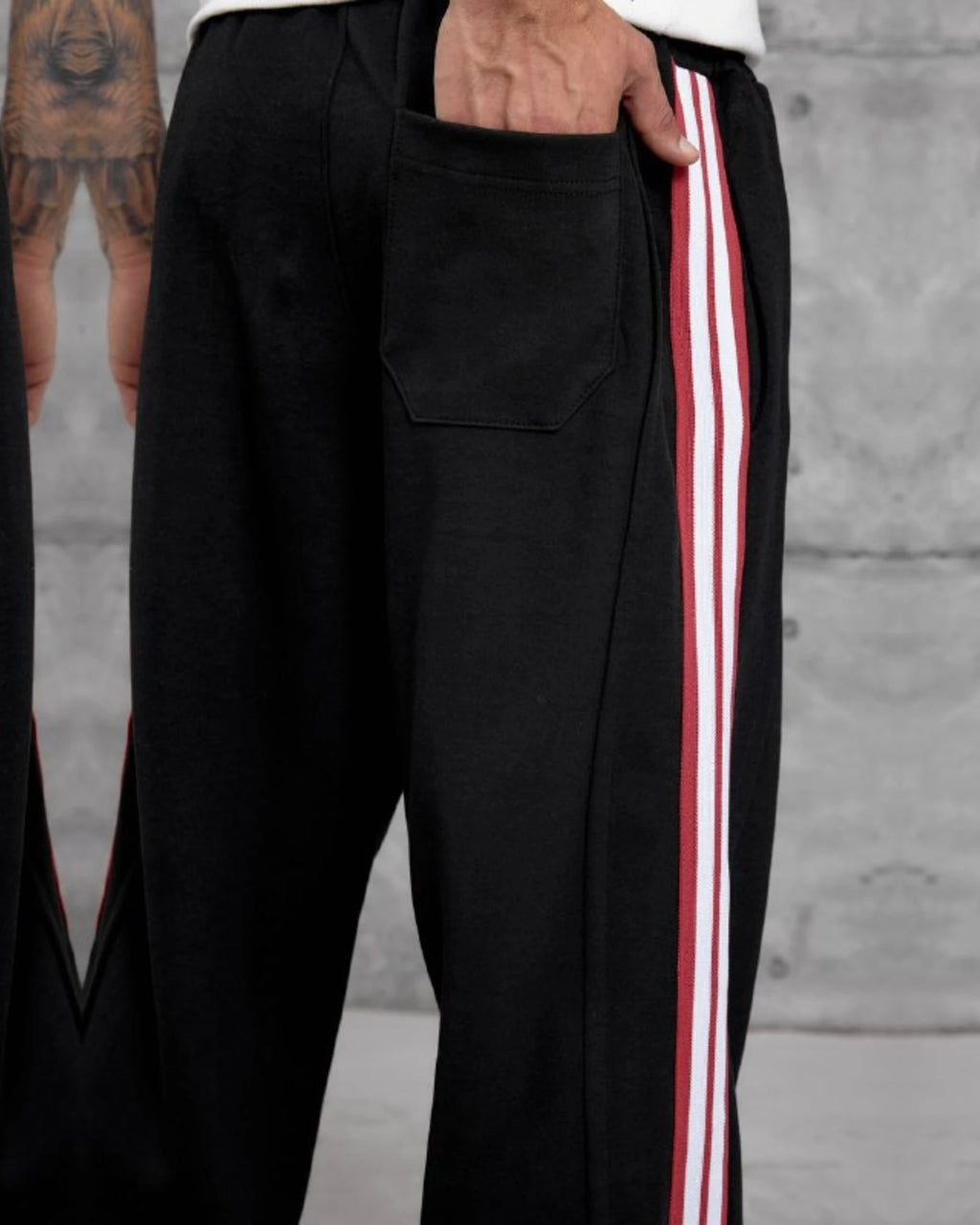 Double-Face Knit Side Stripe Sweatpants in Black by Withinblack - view 4