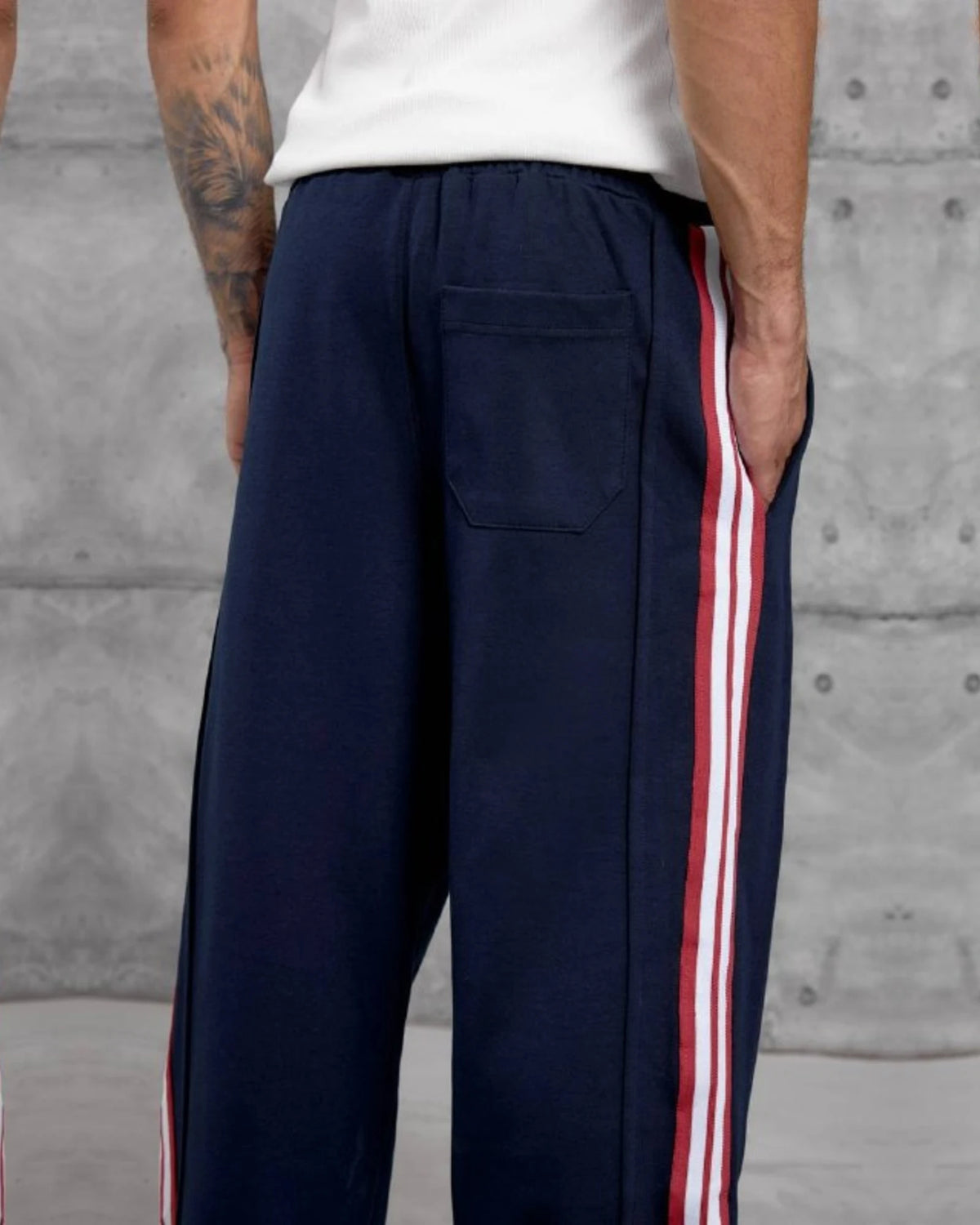 Double-Face Knit Side Stripe Sweatpants in Navy by Withinblack - view 4