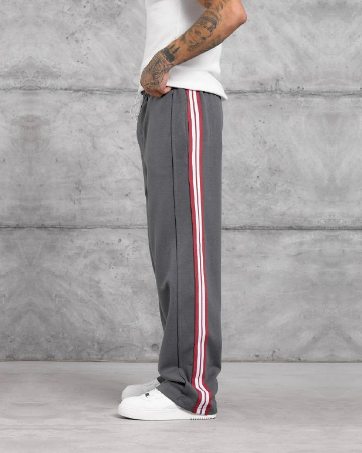 Double-Face Knit Side Stripe Sweatpants in Gray by Withinblack