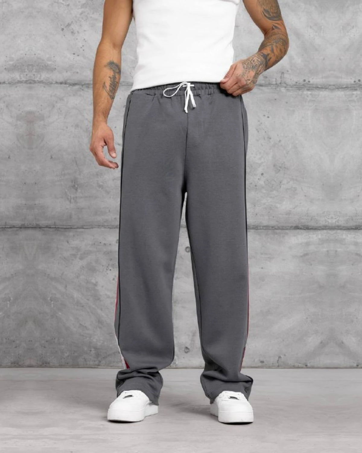 Double-Face Knit Side Stripe Sweatpants in Gray by Withinblack - view 3
