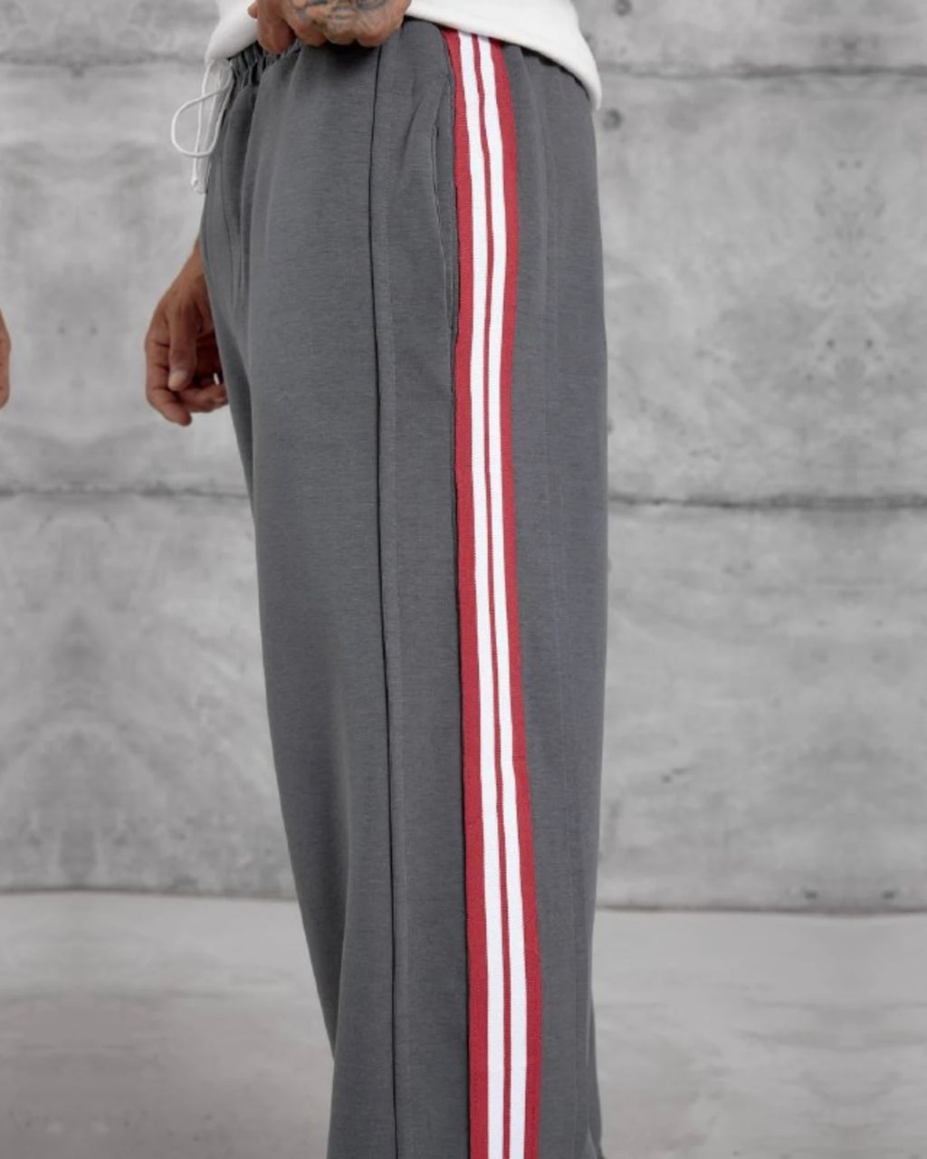 Double-Face Knit Side Stripe Sweatpants in Gray by Withinblack - view 4