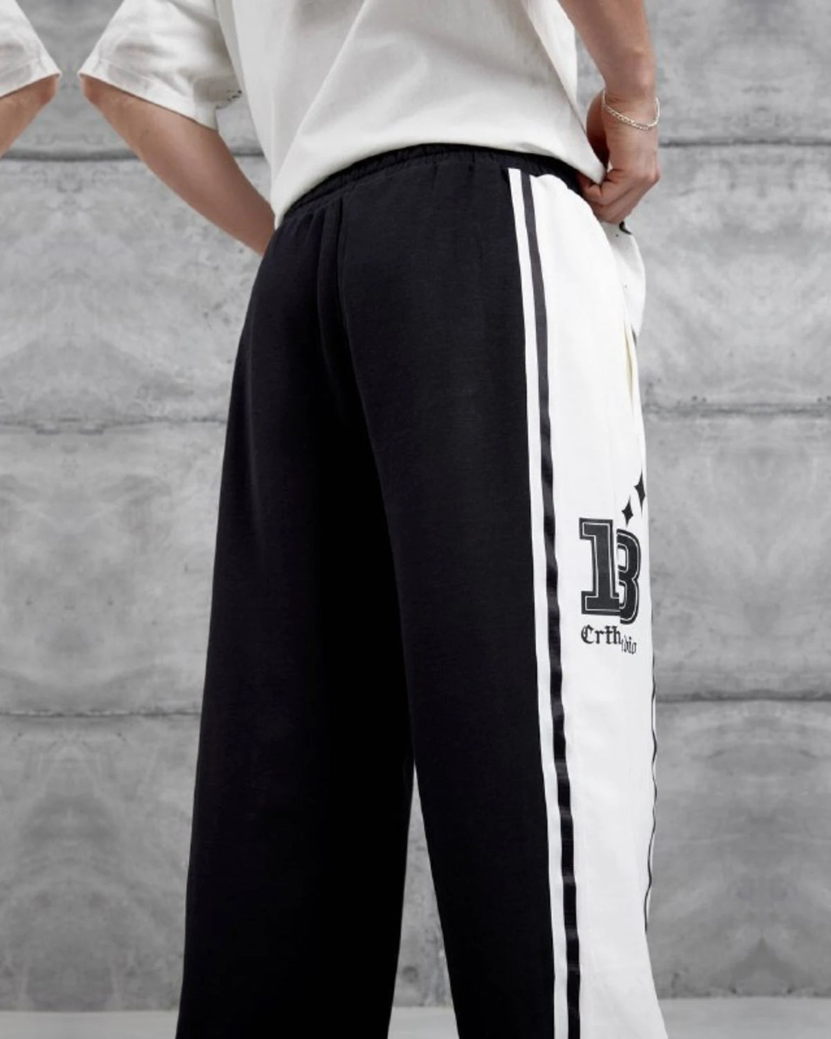 Number 13 Panel Double-Face Knit Sweatpants in Black by Withinblack - view 2