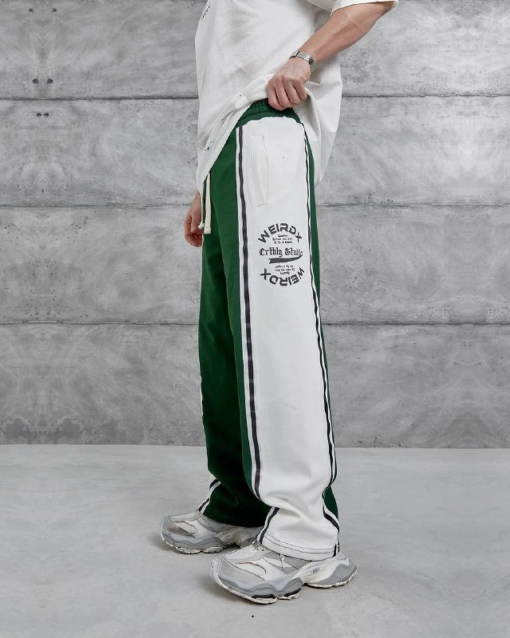Number 13 Panel Double-Face Knit Sweatpants in Green by Withinblack - view 2