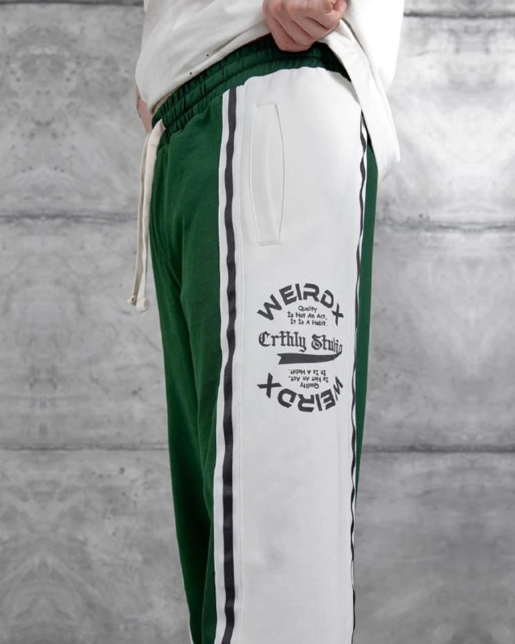 Number 13 Panel Double-Face Knit Sweatpants in Green by Withinblack - view 4