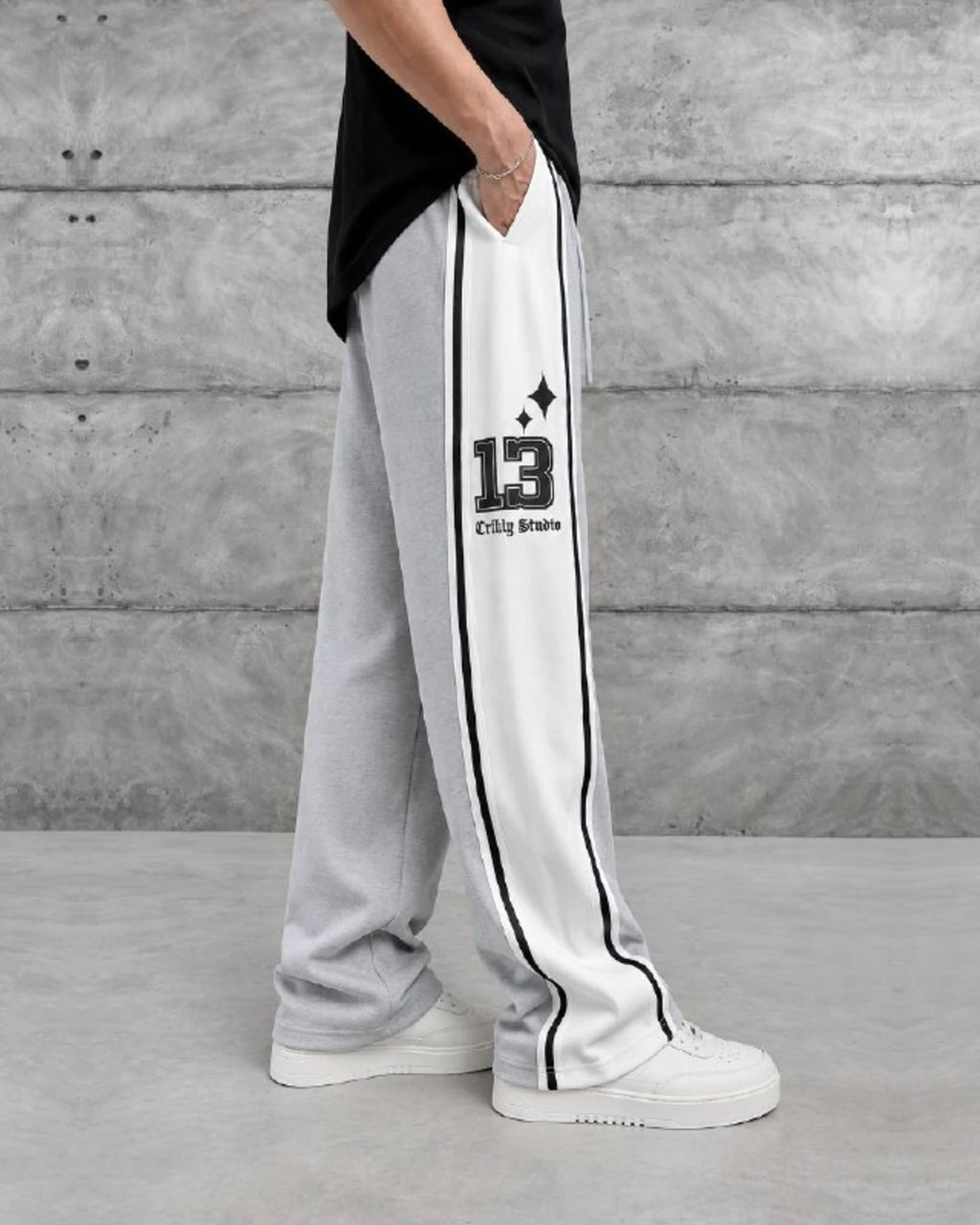 Number 13 Panel Double-Face Knit Sweatpants in Gray by Withinblack - view 2