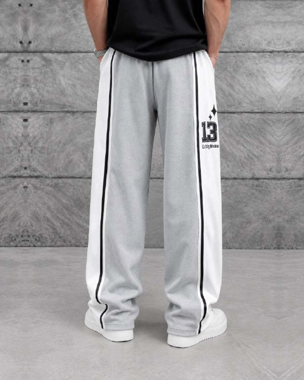 Number 13 Panel Double-Face Knit Sweatpants in Gray by Withinblack - view 3