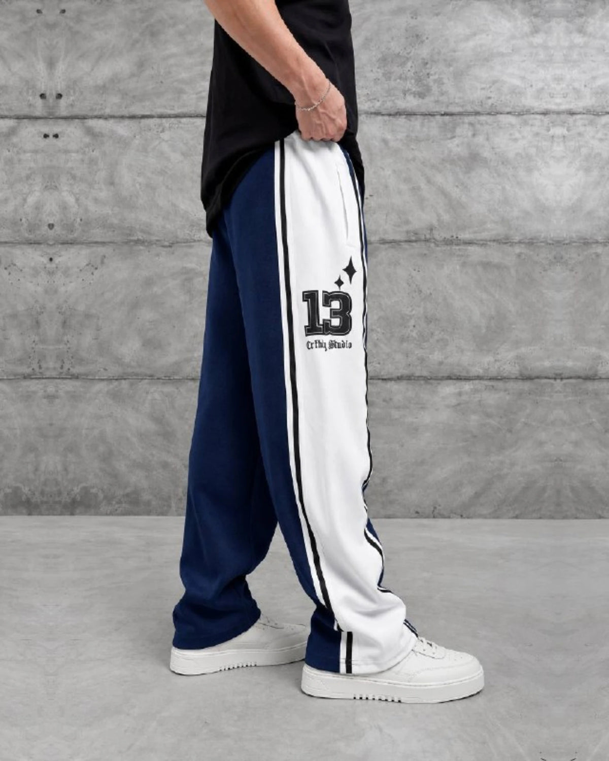 Number 13 Panel Double-Face Knit Sweatpants in Navy by Withinblack