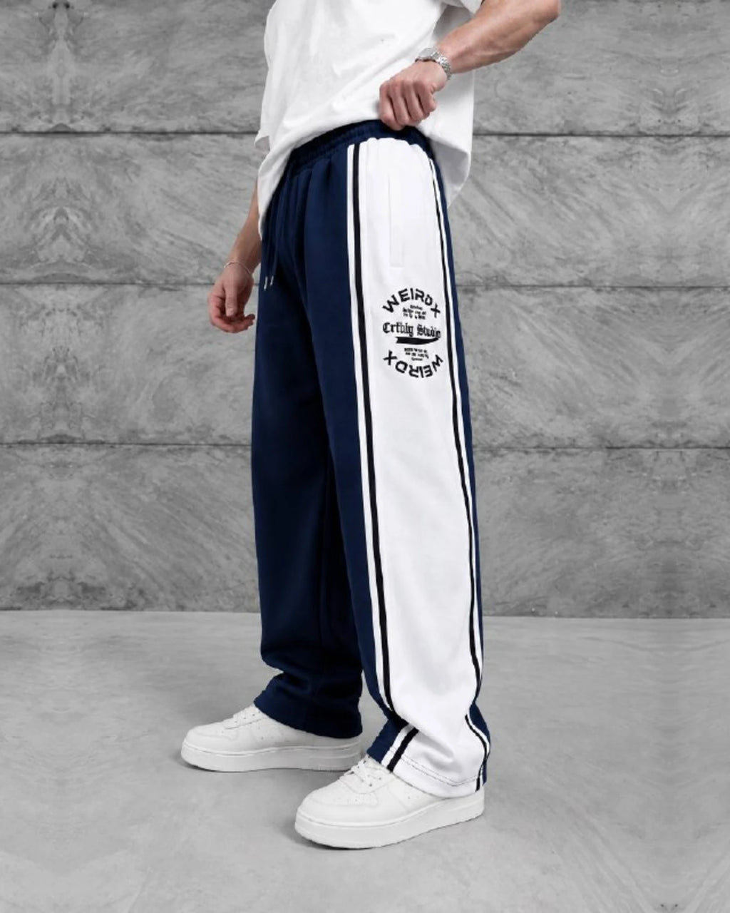 Number 13 Panel Double-Face Knit Sweatpants in Navy by Withinblack - view 2