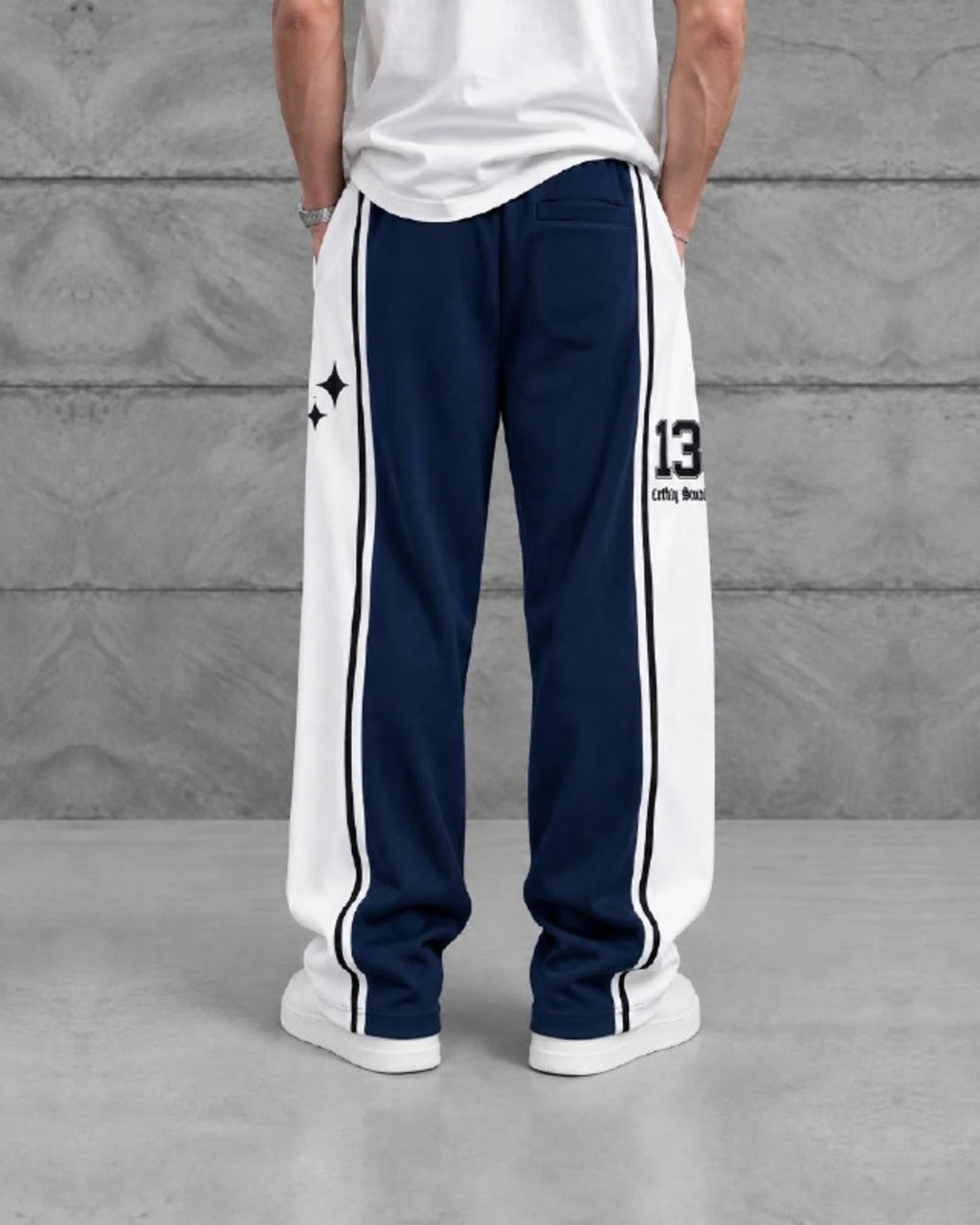Number 13 Panel Double-Face Knit Sweatpants in Navy by Withinblack - view 3
