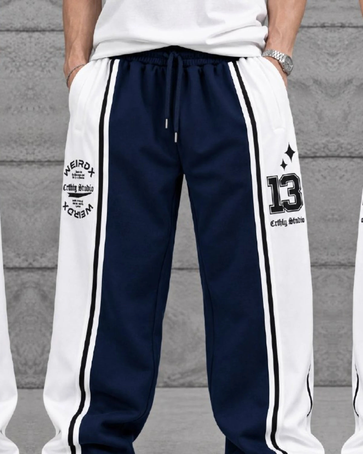 Number 13 Panel Double-Face Knit Sweatpants in Navy by Withinblack - view 4