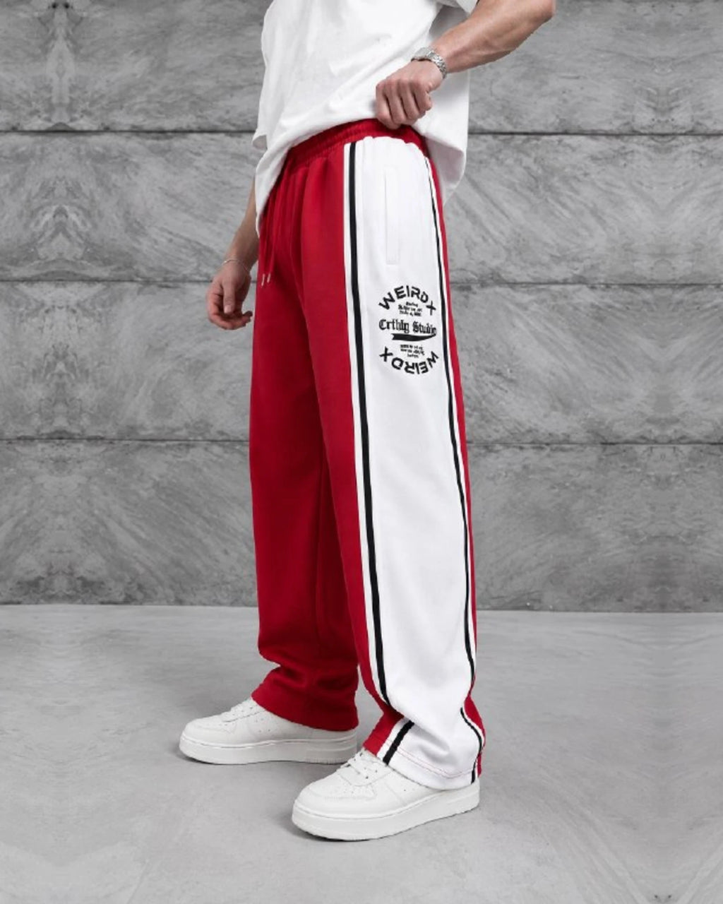 Number 13 Panel Double-Face Knit Sweatpants in Red by Withinblack - view 2