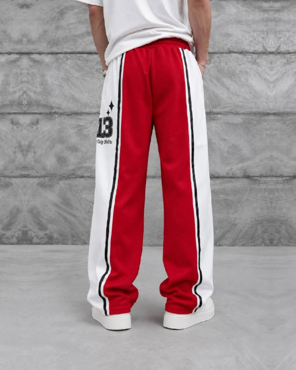 Number 13 Panel Double-Face Knit Sweatpants in Red by Withinblack - view 4