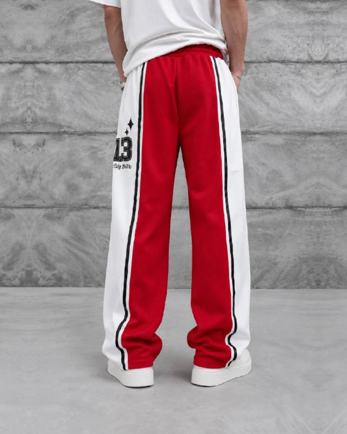 Number 13 Panel Double-Face Knit Sweatpants in Red by Withinblack - view 4