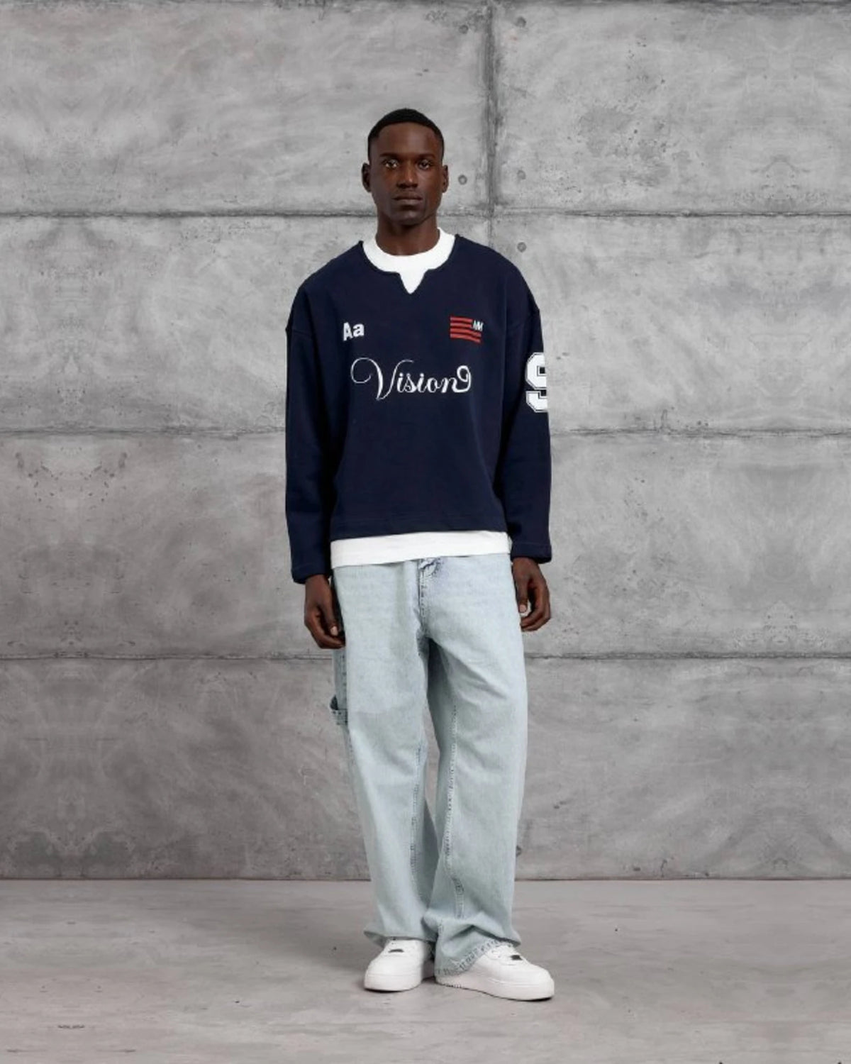 Vision 9 Jersey Sweatshirt in Navy by Withinblack