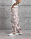 Patterned Gabardine Wide-Leg Pants in Pink Beige by Withinblack