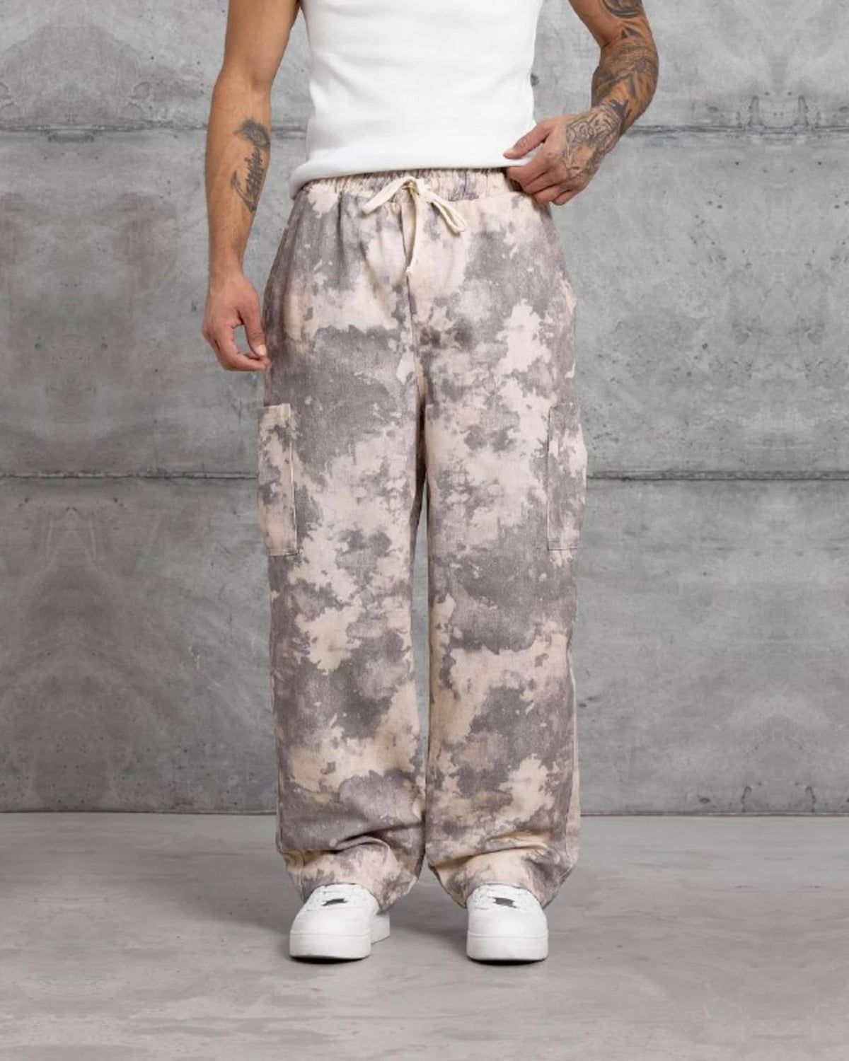 Patterned Gabardine Wide-Leg Pants in Pink Beige by Withinblack - view 2