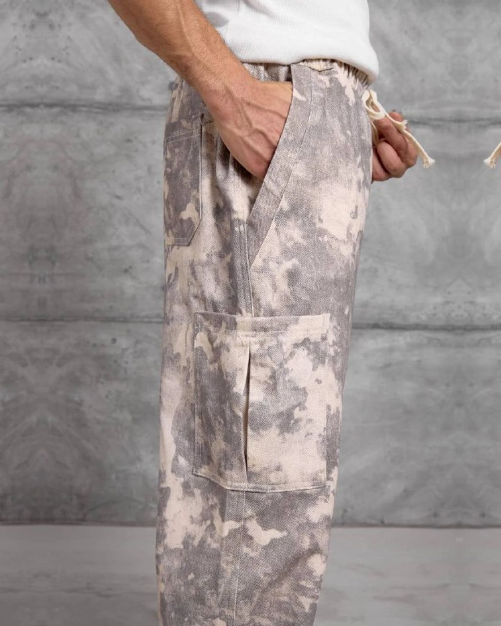 Patterned Gabardine Wide-Leg Pants in Pink Beige by Withinblack - view 3