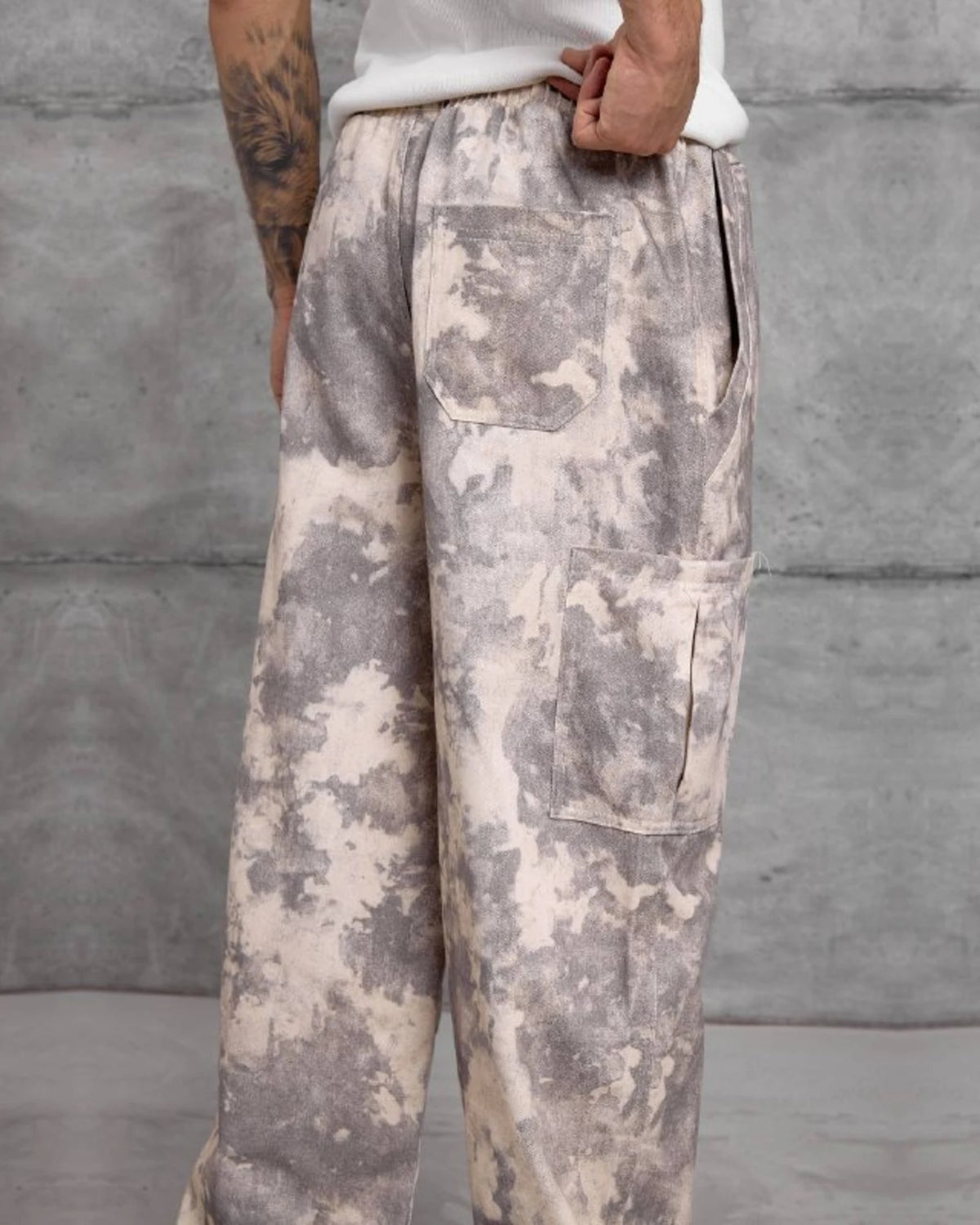 Patterned Gabardine Wide-Leg Pants in Pink Beige by Withinblack - view 4