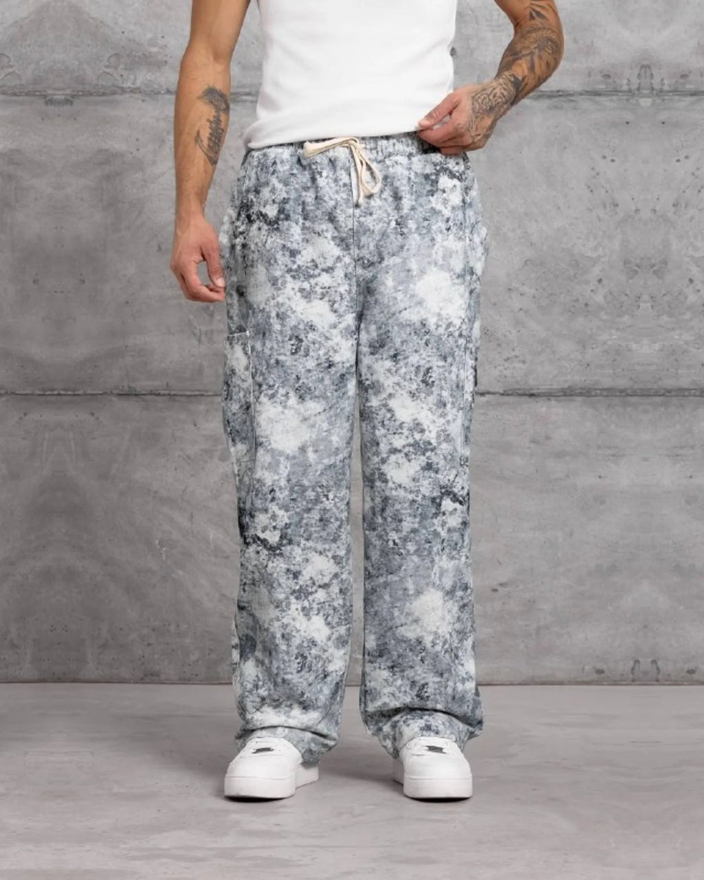 Patterned Gabardine Wide-Leg Pants in Blue Gray by Withinblack - view 2