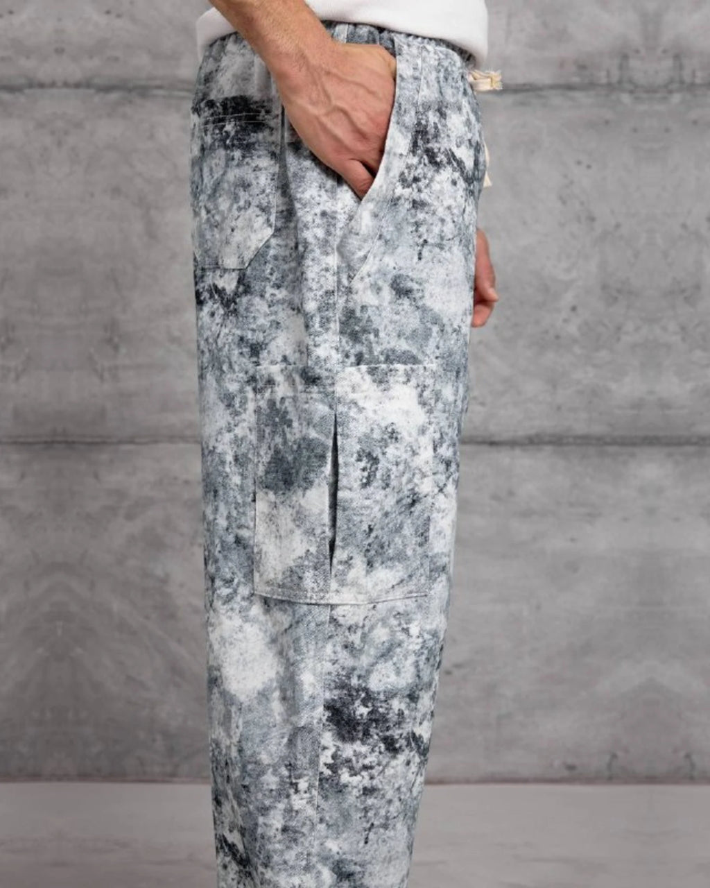 Patterned Gabardine Wide-Leg Pants in Blue Gray by Withinblack - view 3