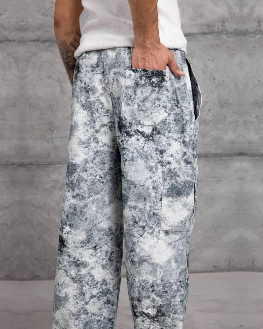 Patterned Gabardine Wide-Leg Pants in Blue Gray by Withinblack - view 4