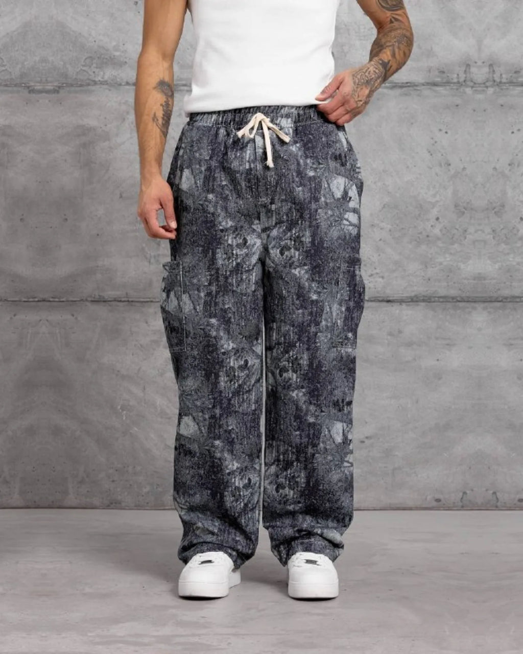 Patterned Gabardine Wide-Leg Pants in Charcoal by Withinblack - view 2