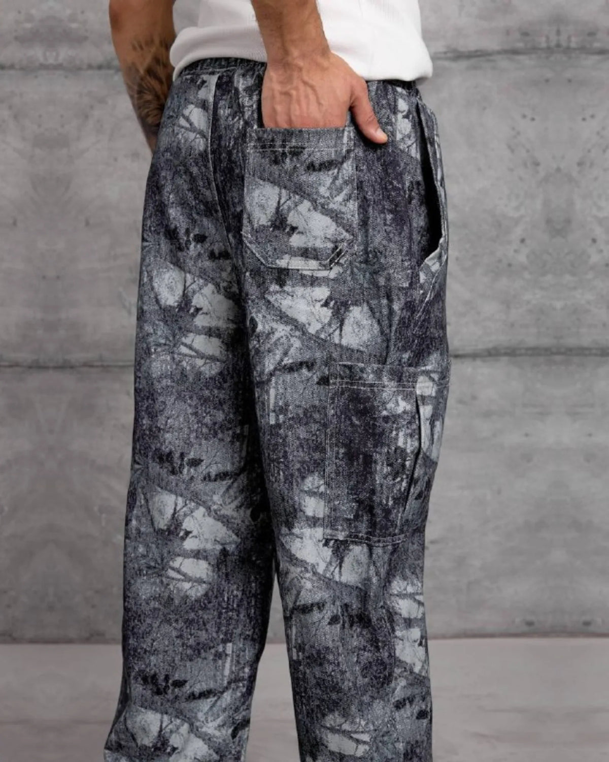 Patterned Gabardine Wide-Leg Pants in Charcoal by Withinblack - view 4