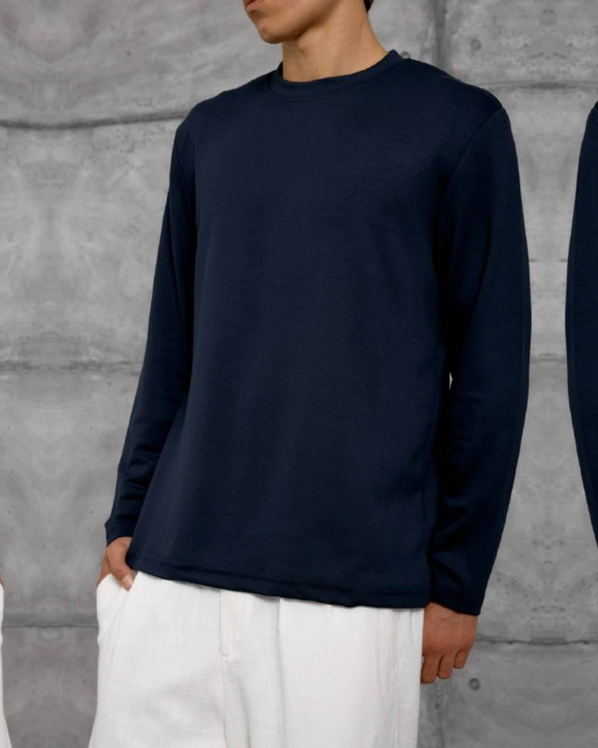 Essential Plain Long-Sleeve Sweatshirt in Navy by Withinblack - view 2