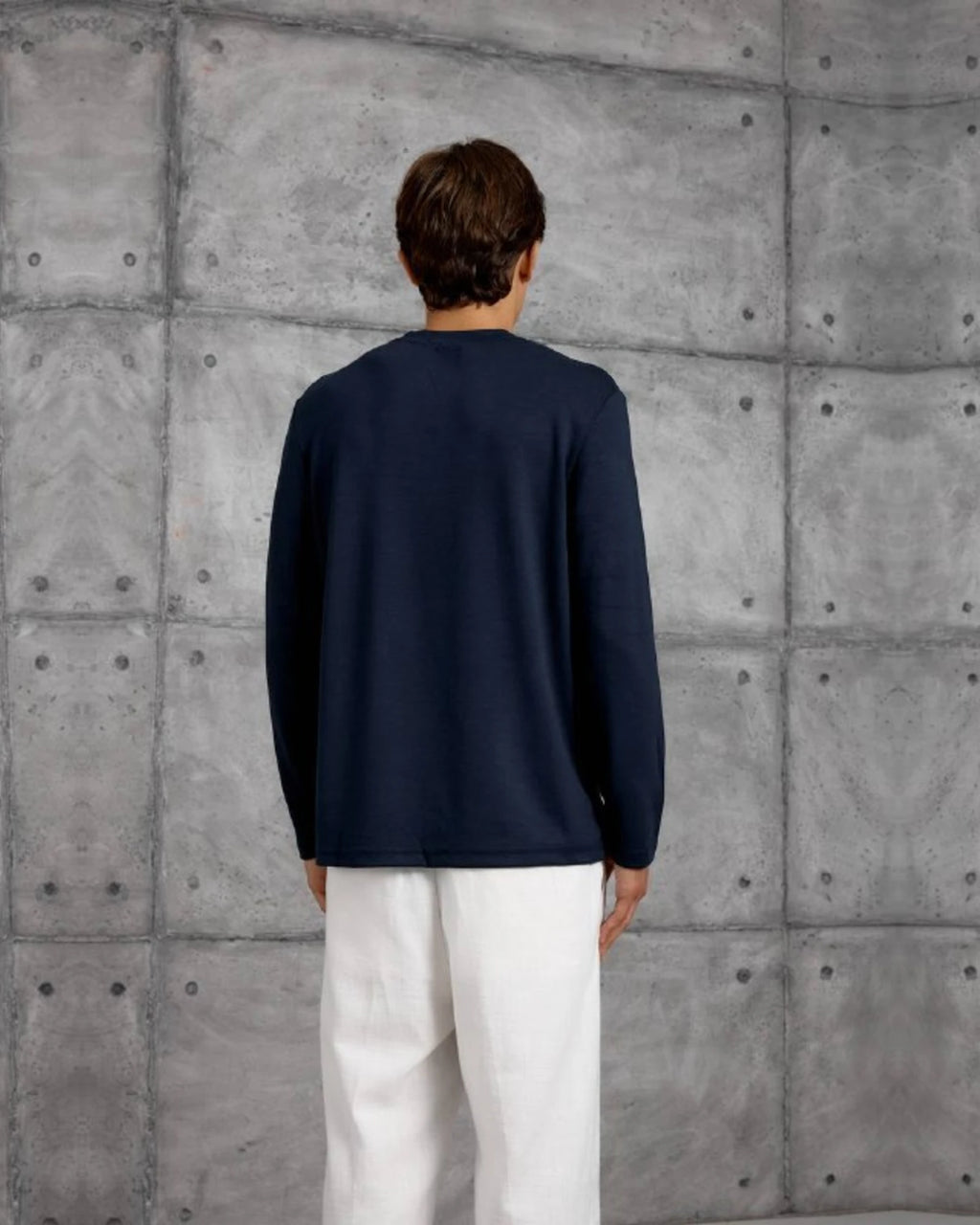 Essential Plain Long-Sleeve Sweatshirt in Navy by Withinblack - view 4