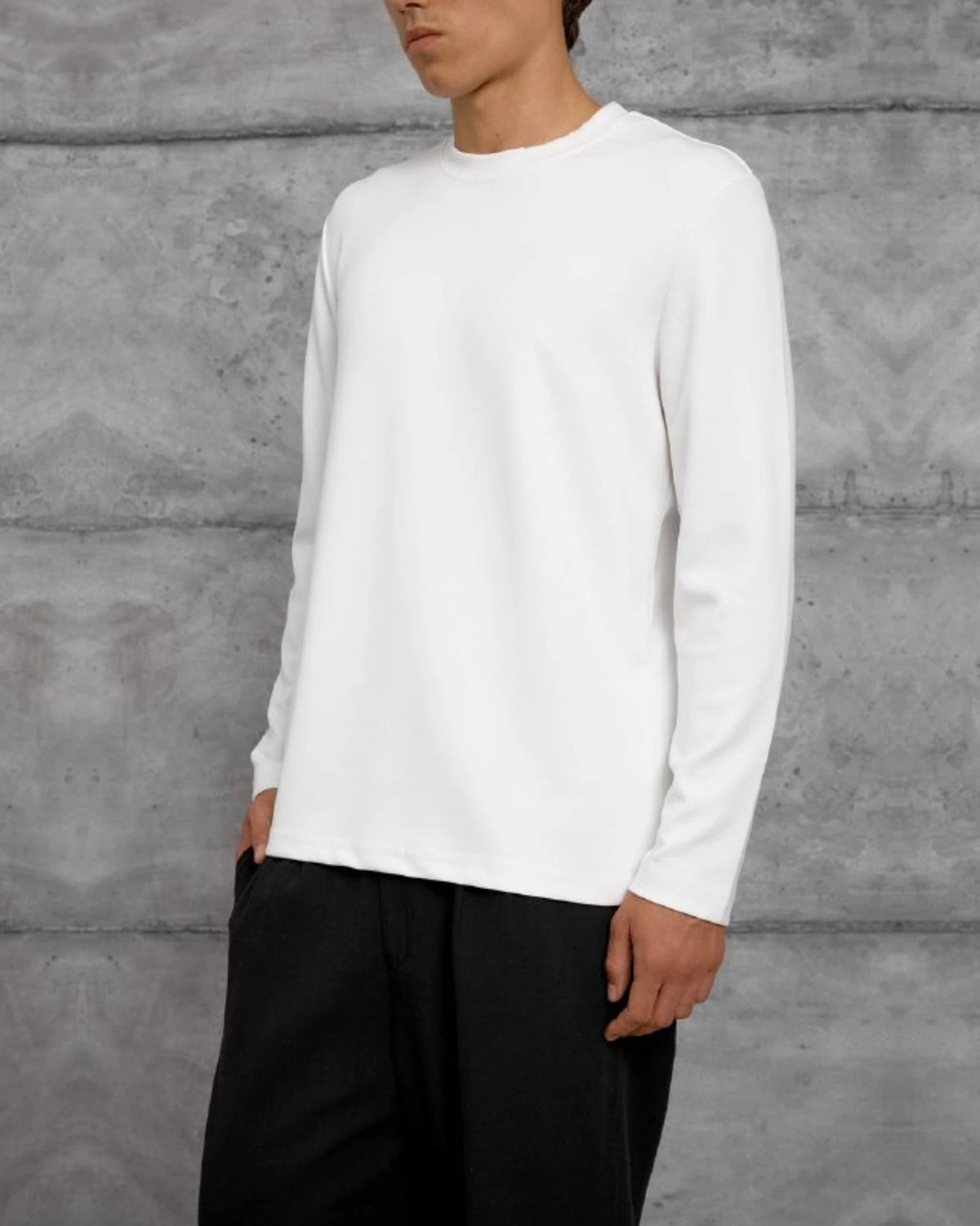 Essential Plain Long-Sleeve Sweatshirt in White by Withinblack - view 2