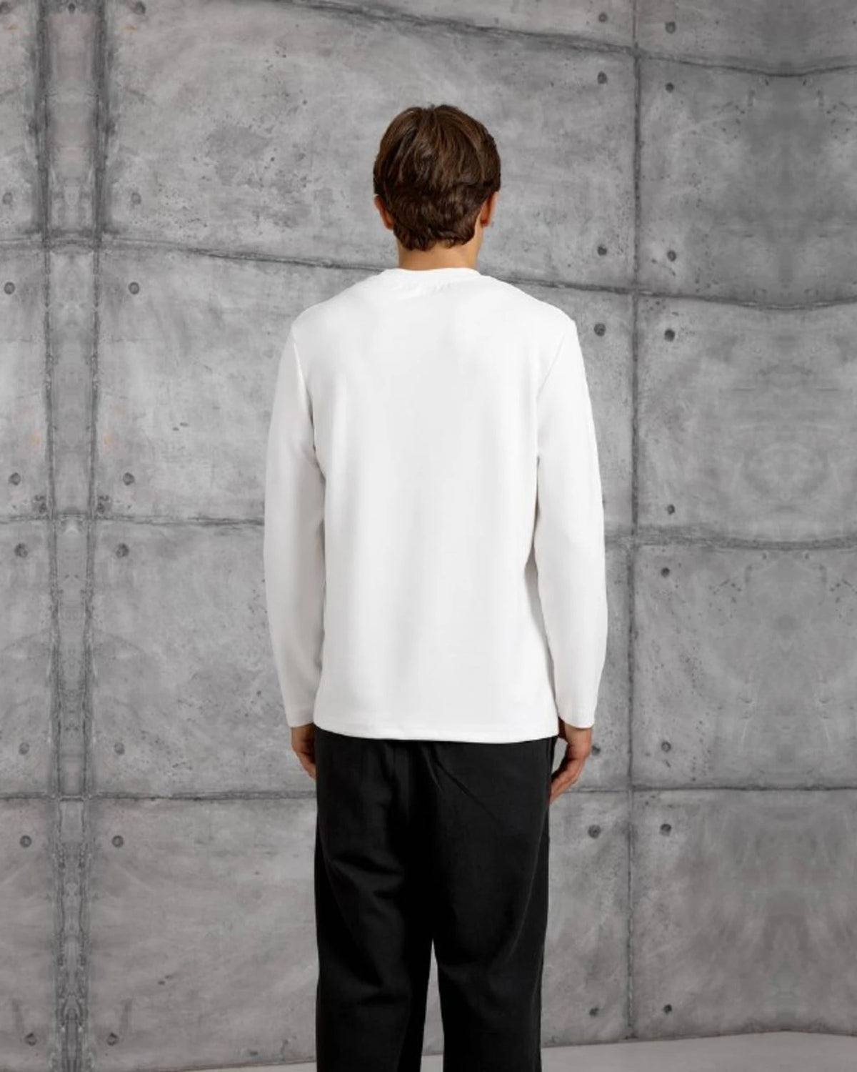 Essential Plain Long-Sleeve Sweatshirt in White by Withinblack - view 4