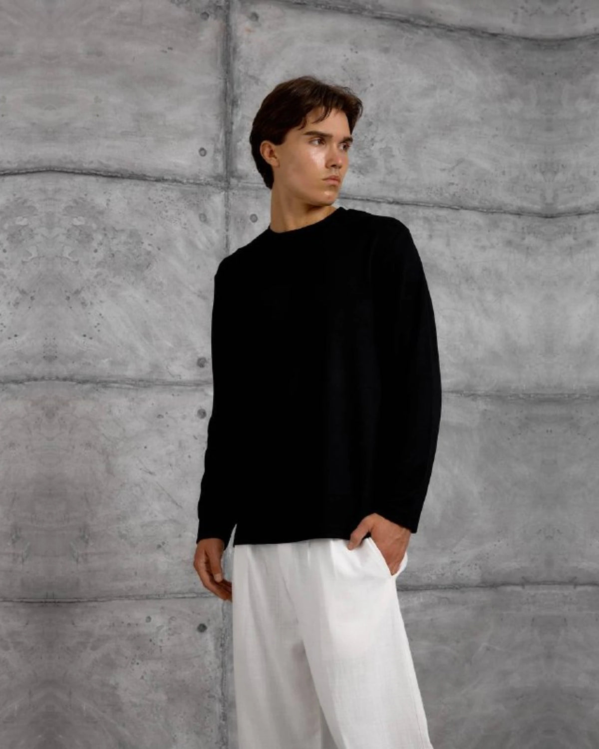 Essential Plain Long-Sleeve Sweatshirt in Black by Withinblack
