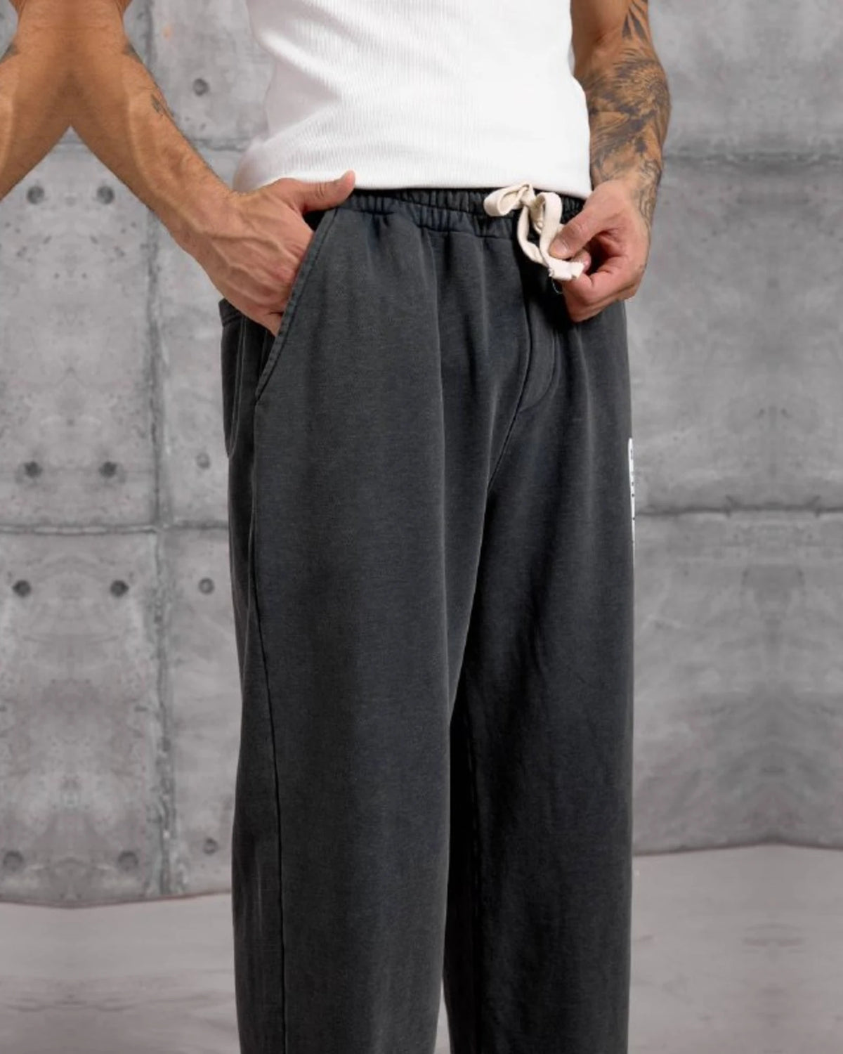 Label Patch Cotton Sweatpants in Anthracite by Withinblack - view 3
