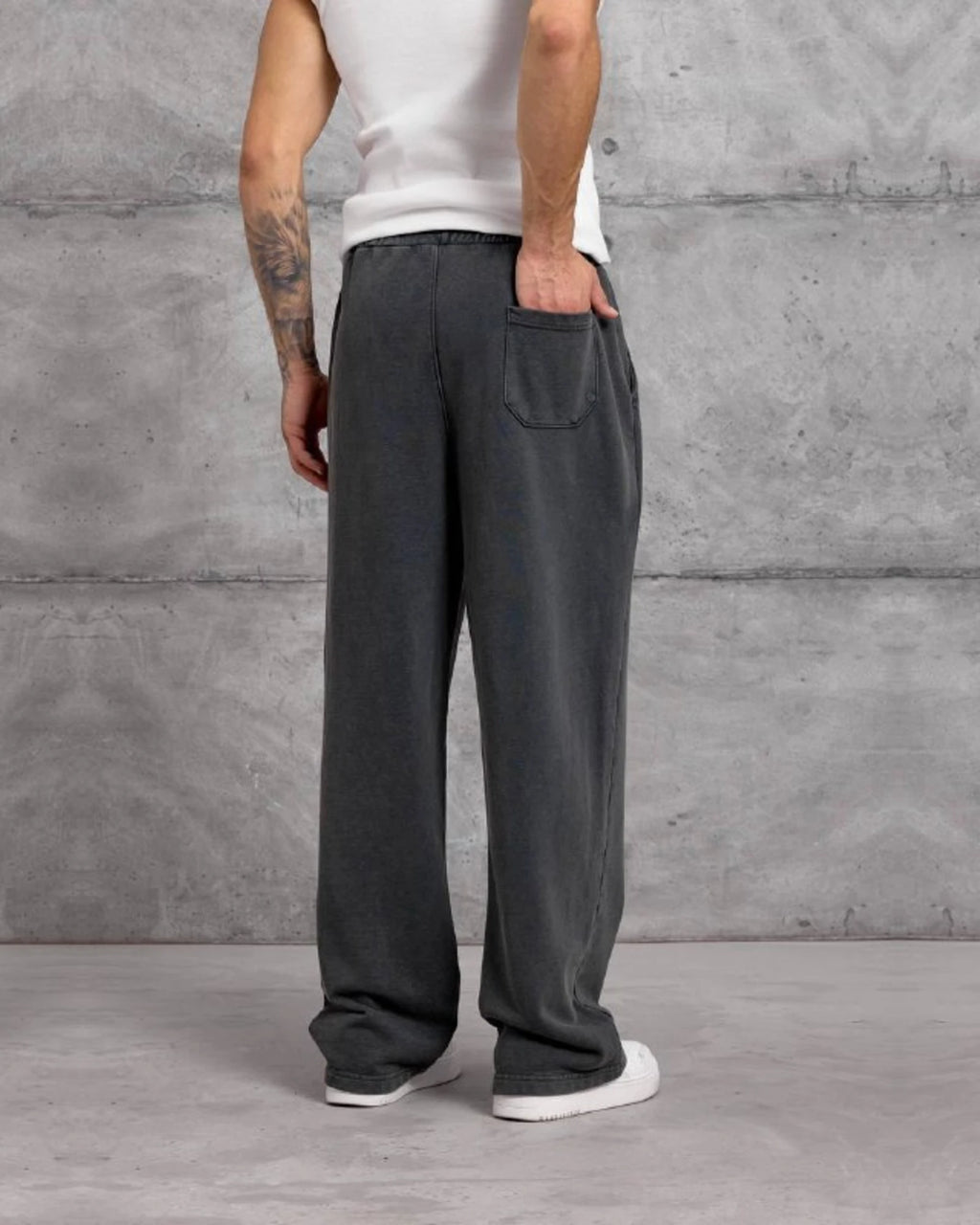Label Patch Cotton Sweatpants in Anthracite by Withinblack - view 4