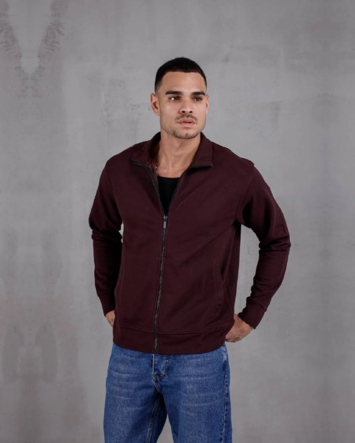 Nova Piqué Zip-Up Sweatshirt in burgundy, photo 1