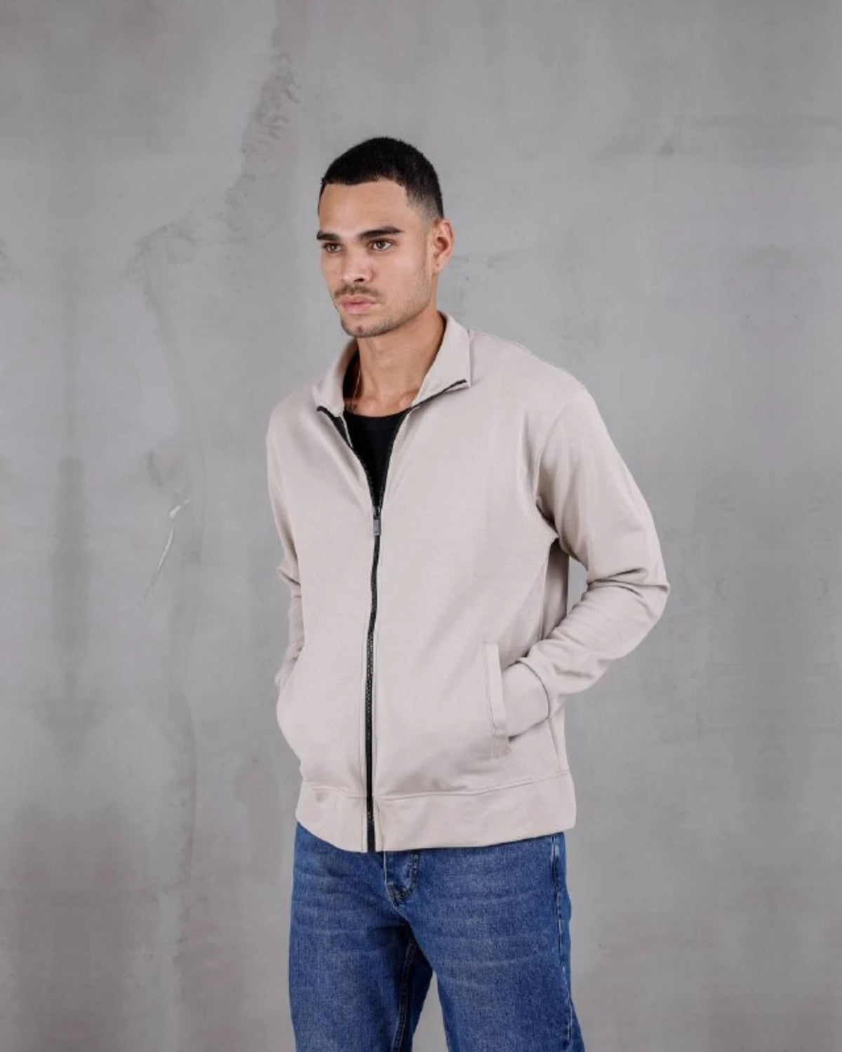 Nova Piqué Zip-Up Sweatshirt in ecru, photo 1