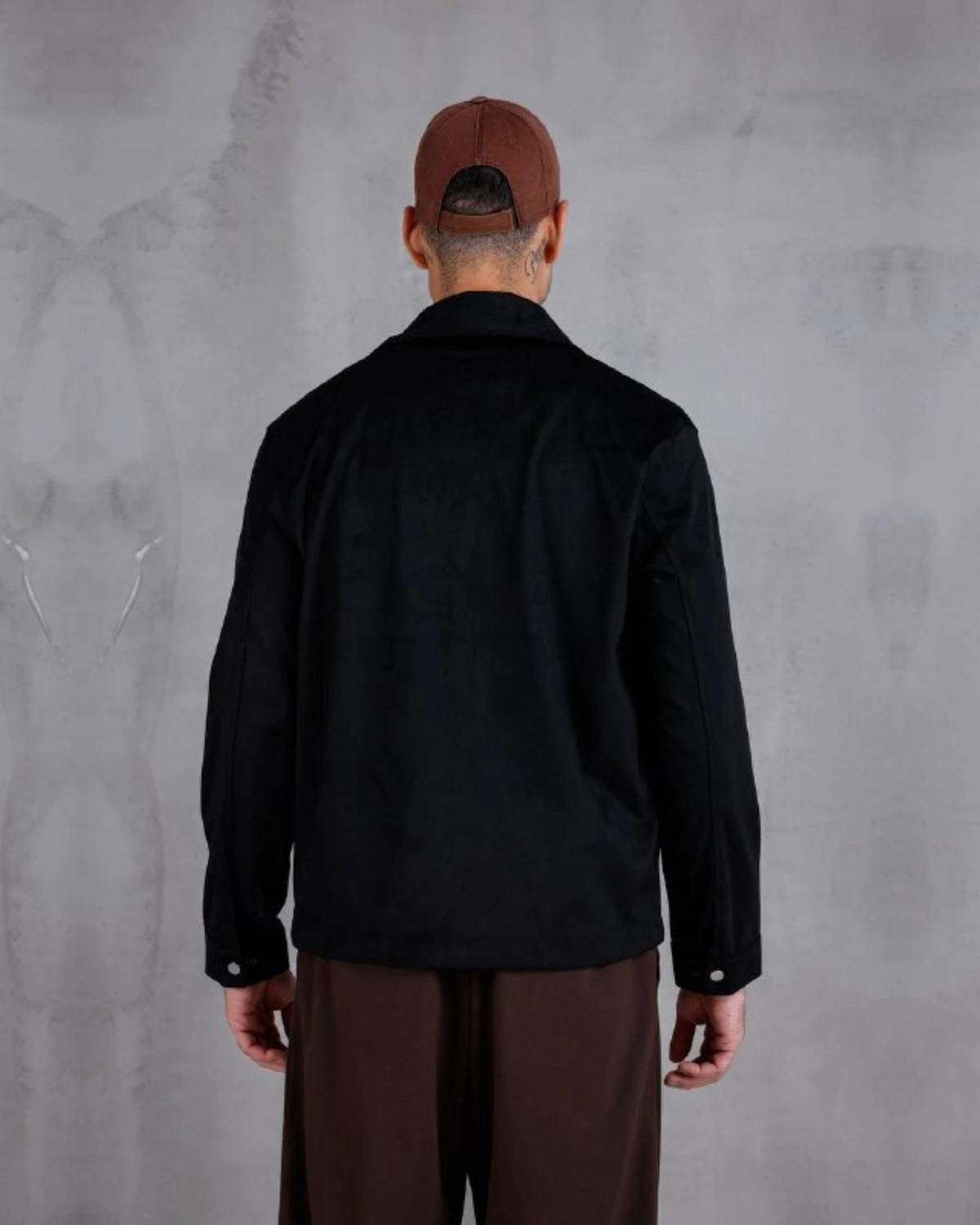 Faux Nubuck Shirt Collar Zip Jacket in black, photo 1