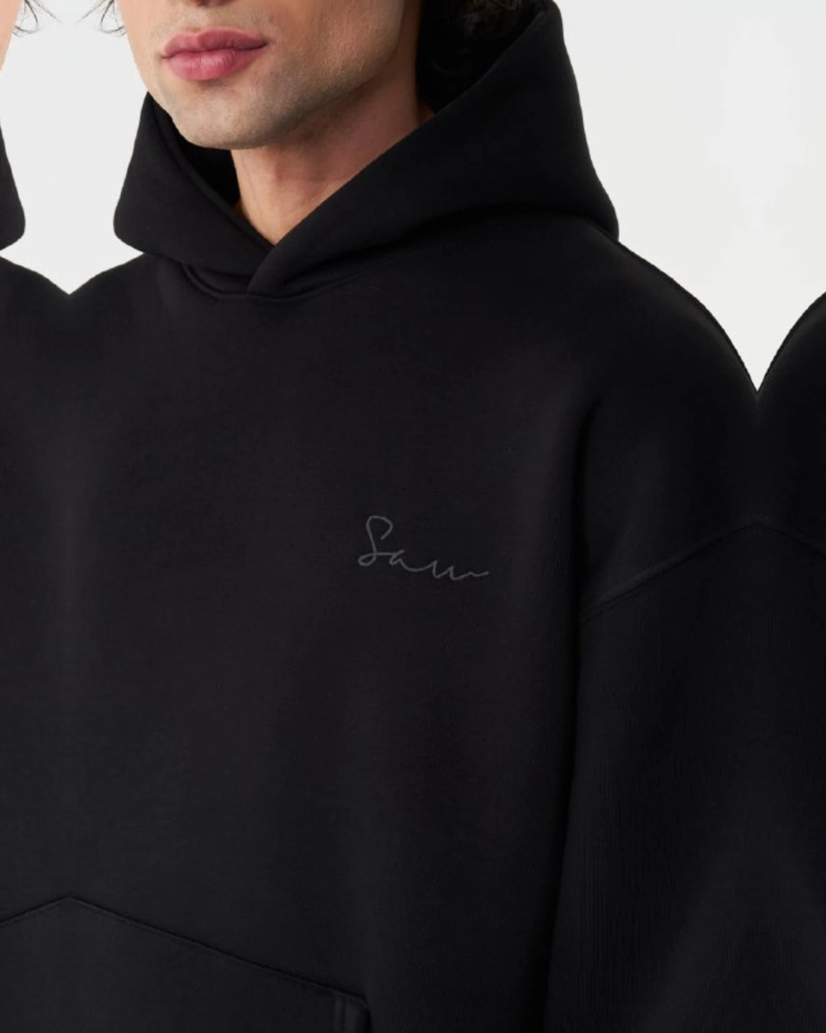 Ornament Patchwork Art Oversized Hoodie in black, photo 2