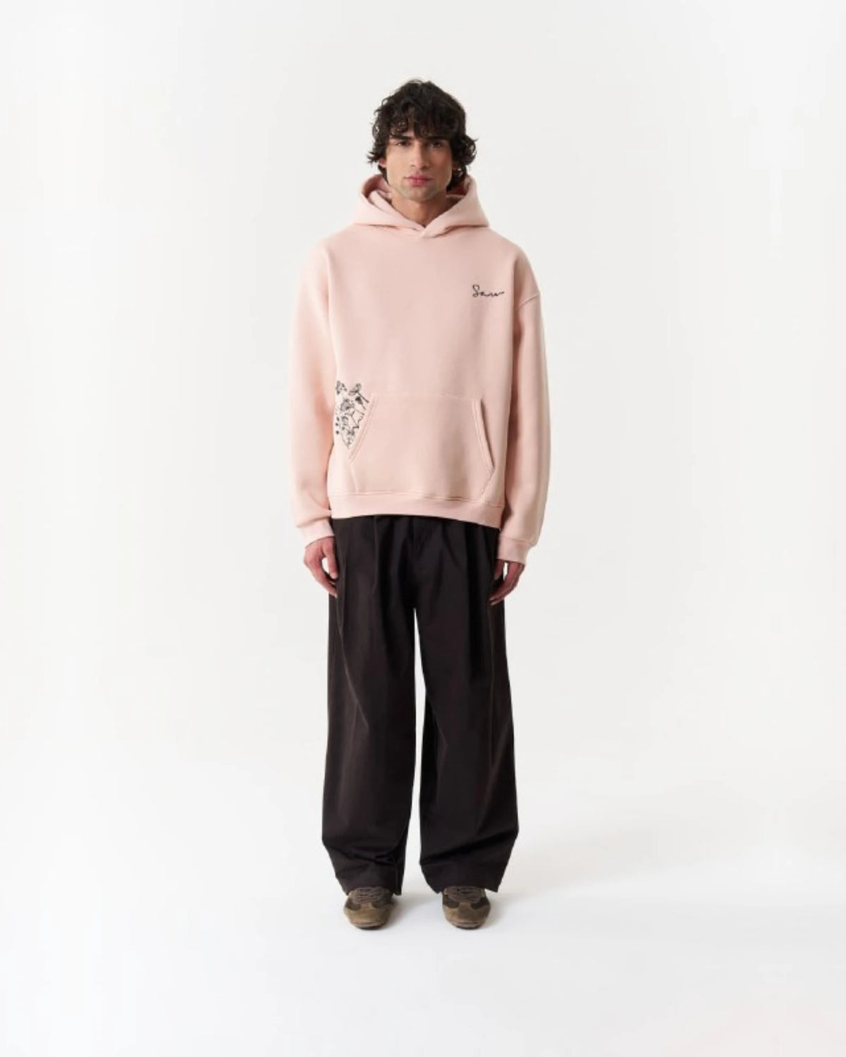 Ornament Patchwork Art Oversized Hoodie in pink, photo 1
